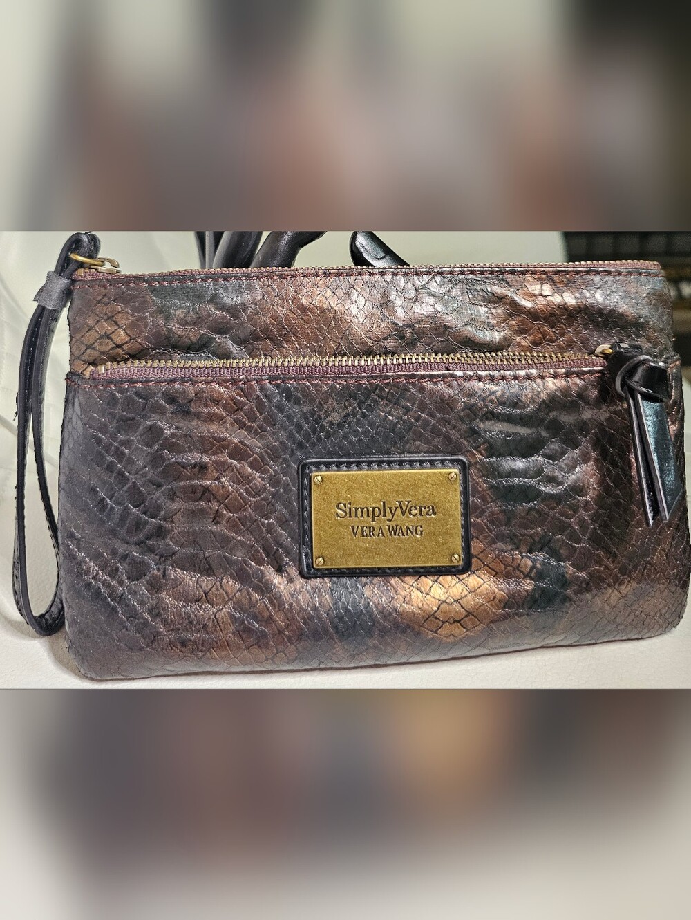 Simply Vera Vera Wang Metallic Brown Python-Texture Women’s Bag
